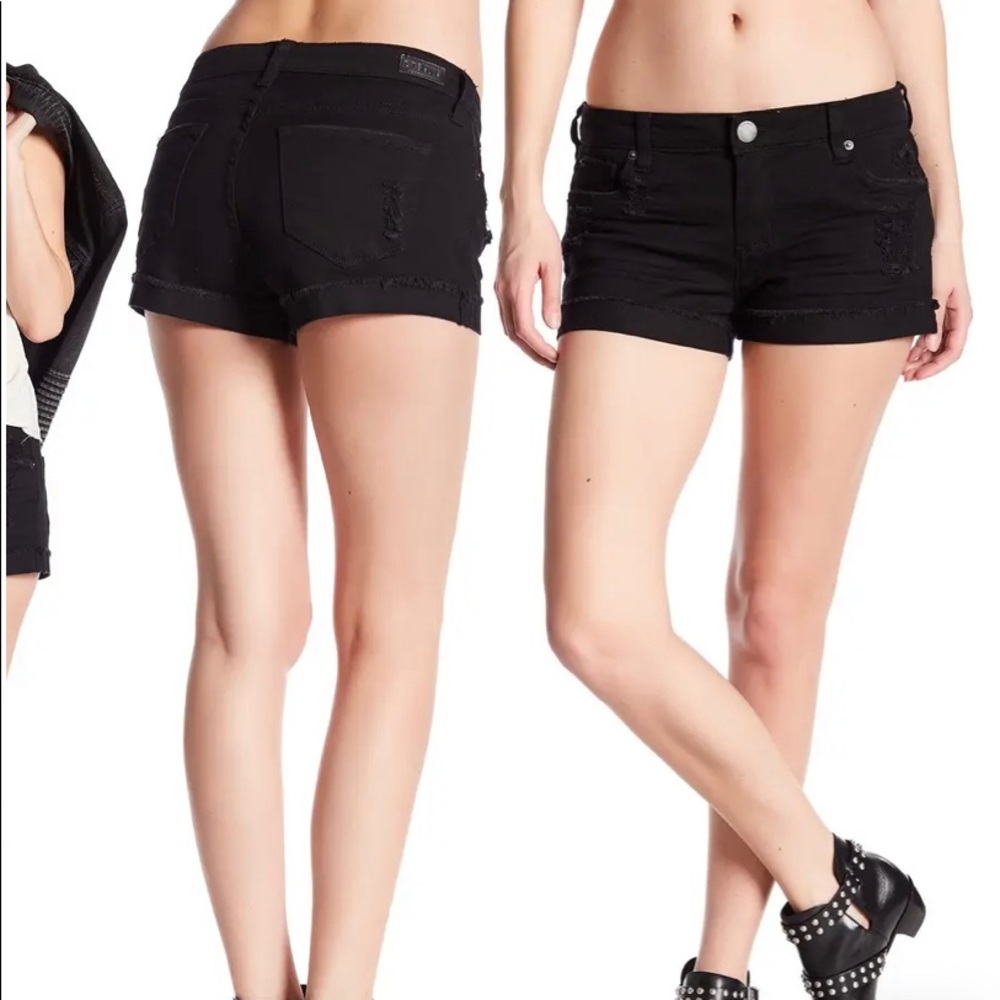 STS Blue Distressed Denim Shorts in Black